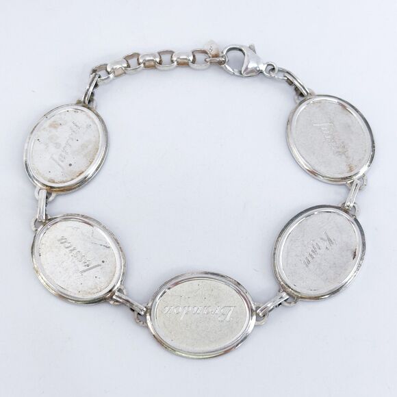 Vintage Sterling Silver 925 Oval Link Engraved Bracelet 7.75" - Picture 3 of 6